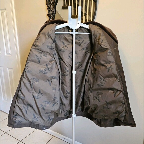 Vintage Eddie Bauer Goose Down Puffer Jacket Black Label Faux Fur Womens L XL - Picture 4 of 9